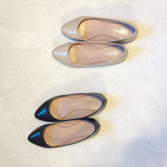 (2) Pairs of Aldo patent Leather Flats 6.5/37 - Picture 1 of 6